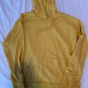 forever 21 distressed yellow hoodie sweatshirt